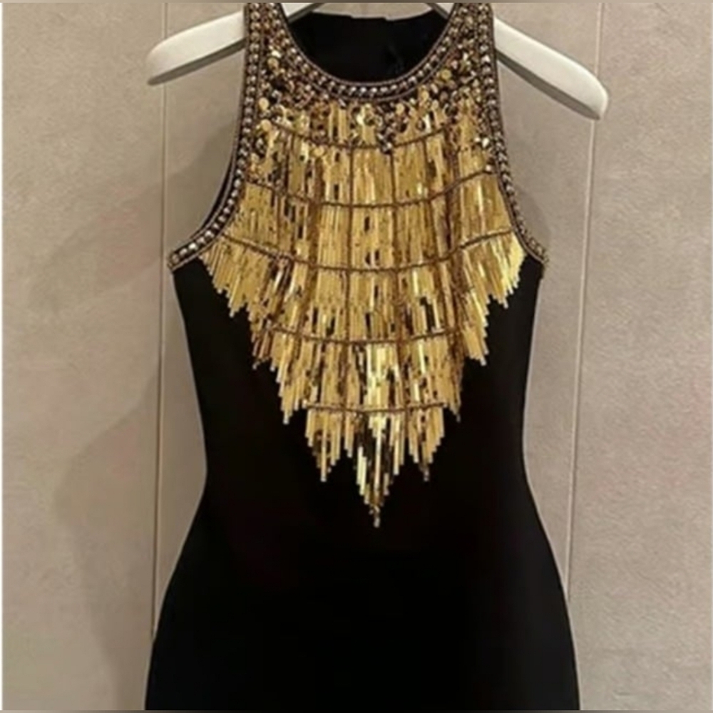 Rosie Black Sequin Diamond Mini Dress